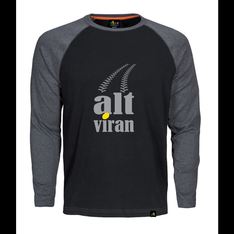 Langarm T-Shirt "alt viran" in schwarz/grau S